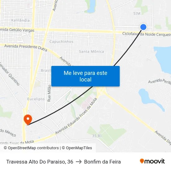 Travessa Alto Do Paraiso, 36 to Bonfim da Feira map