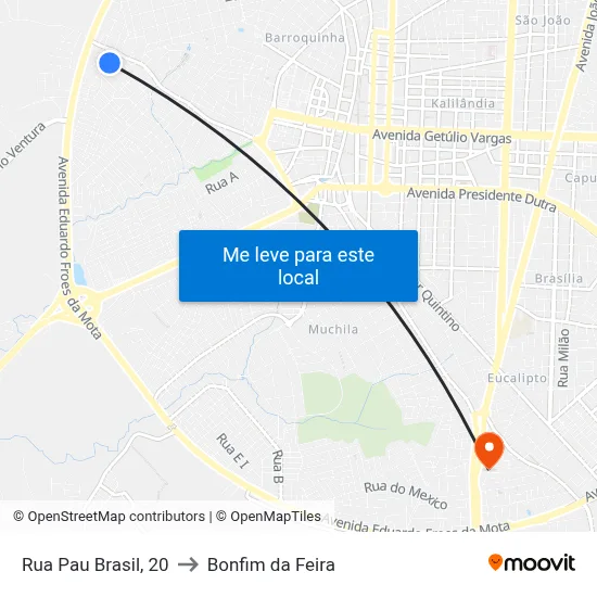 Rua Pau Brasil, 20 to Bonfim da Feira map