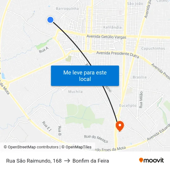 Rua São Raimundo, 168 to Bonfim da Feira map
