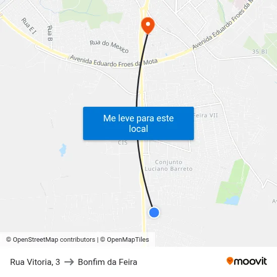 Rua Vitoria, 3 to Bonfim da Feira map
