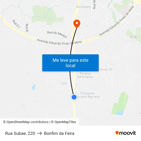Rua Subae, 220 to Bonfim da Feira map