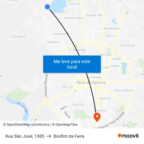 Rua São José, 1385 to Bonfim da Feira map