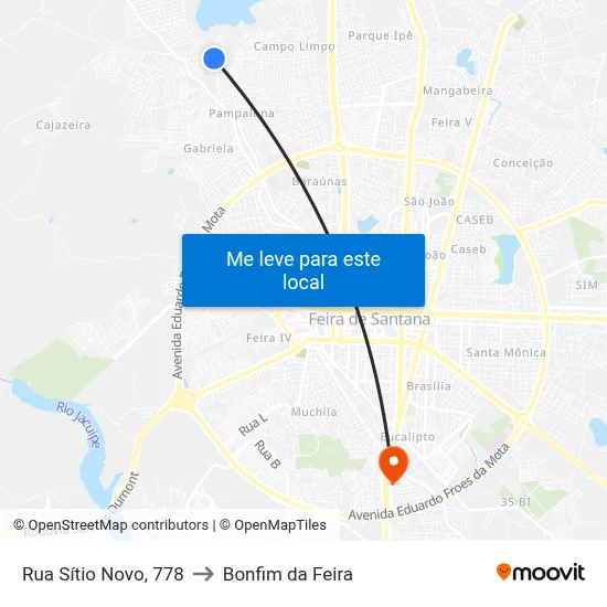 Rua Sítio Novo, 778 to Bonfim da Feira map