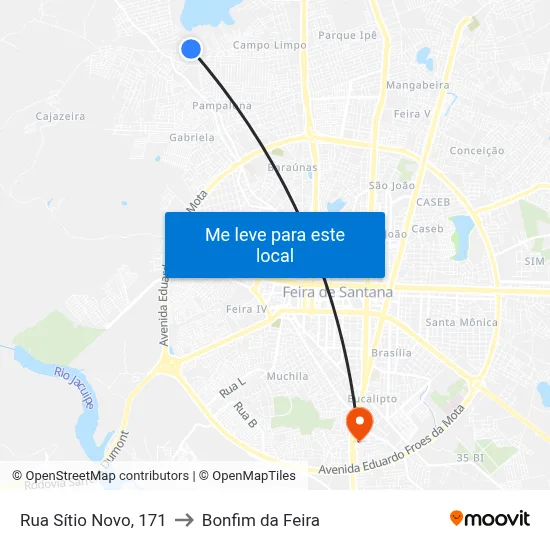 Rua Sítio Novo, 171 to Bonfim da Feira map