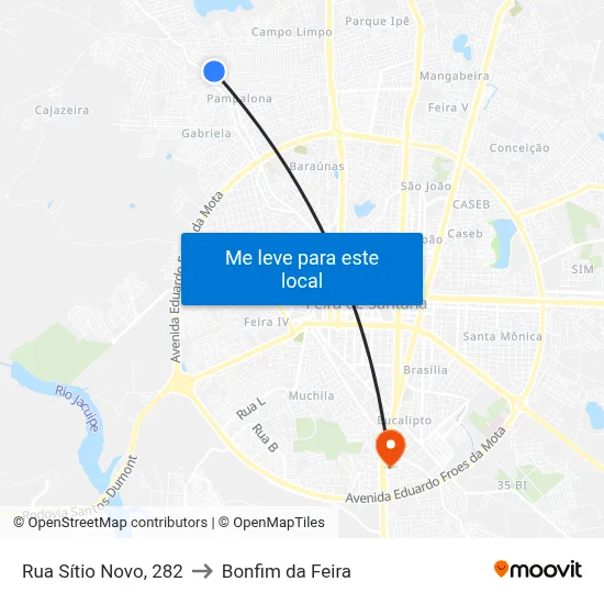 Rua Sítio Novo, 282 to Bonfim da Feira map