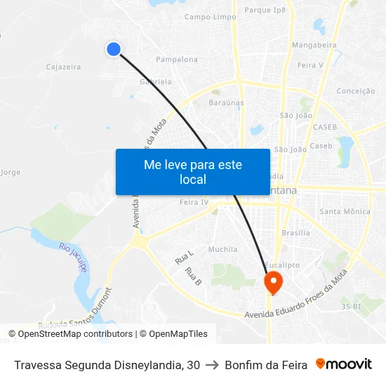 Travessa Segunda Disneylandia, 30 to Bonfim da Feira map