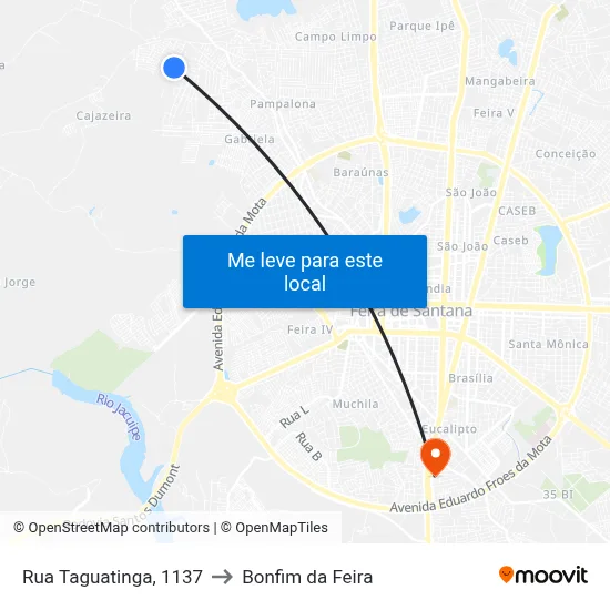 Rua Taguatinga, 1137 to Bonfim da Feira map