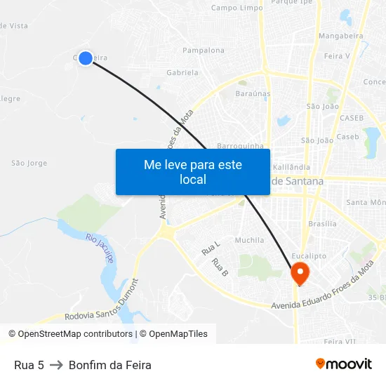 Rua 5 to Bonfim da Feira map