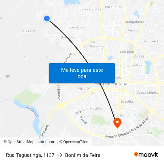 Rua Taguatinga, 1137 to Bonfim da Feira map