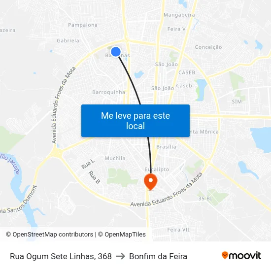 Rua Ogum Sete Linhas, 368 to Bonfim da Feira map