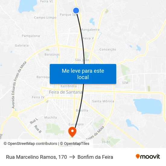 Rua Marcelino Ramos, 170 to Bonfim da Feira map