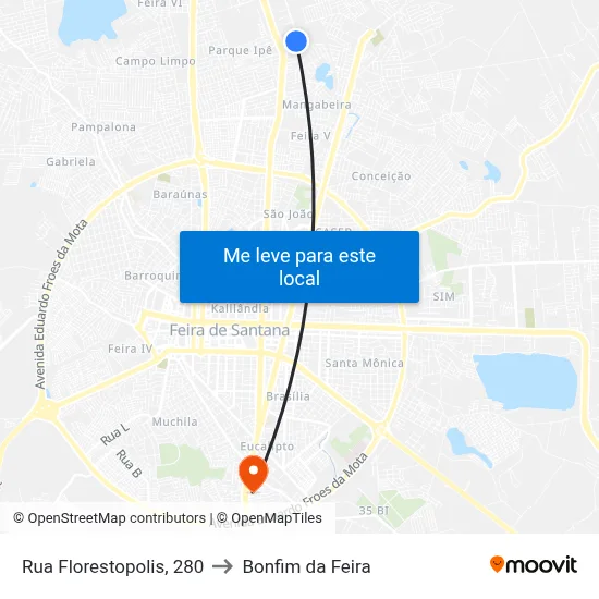 Rua Florestopolis, 280 to Bonfim da Feira map