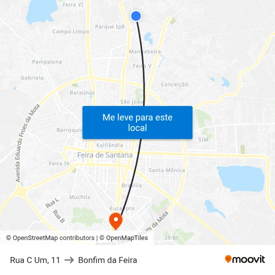 Rua C Um, 11 to Bonfim da Feira map