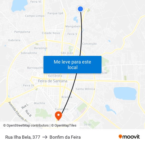 Rua Ilha Bela, 377 to Bonfim da Feira map