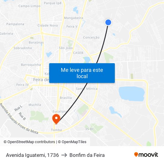 Avenida Iguatemi, 1736 to Bonfim da Feira map