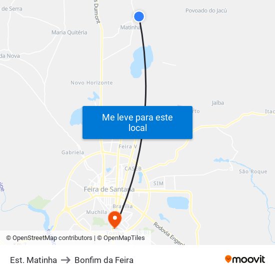 Est. Matinha to Bonfim da Feira map