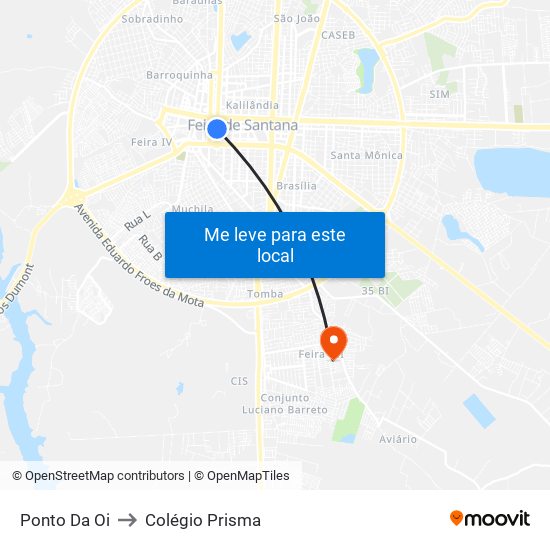 Ponto Da Oi to Colégio Prisma map