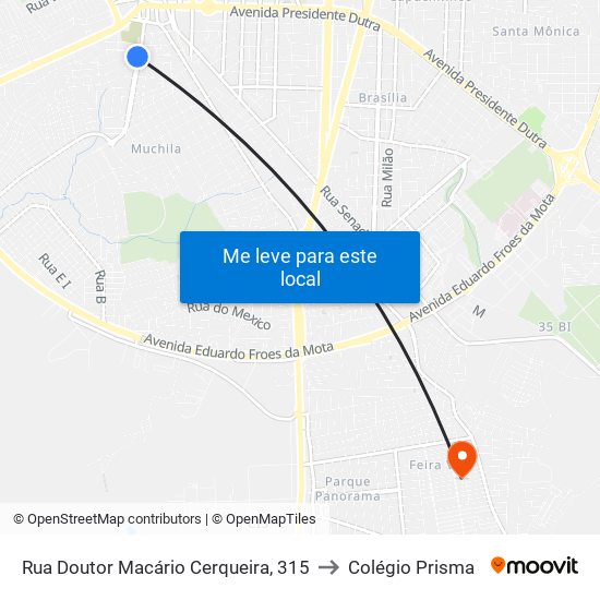 Rua Doutor Macário Cerqueira, 315 to Colégio Prisma map