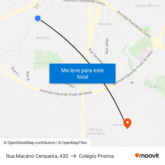 Rua Macário Cerqueira, 430 to Colégio Prisma map