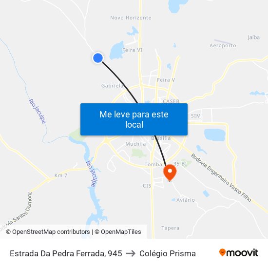 Estrada Da Pedra Ferrada, 945 to Colégio Prisma map