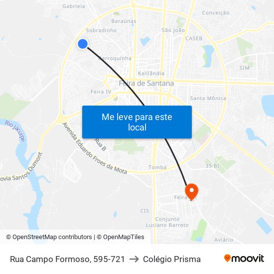 Rua Campo Formoso, 595-721 to Colégio Prisma map