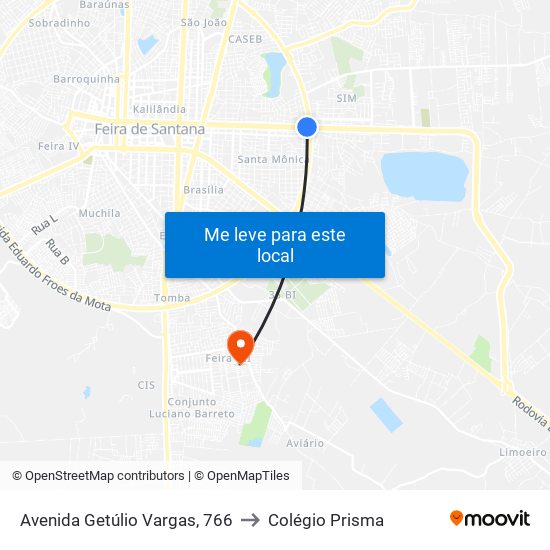 Avenida Getúlio Vargas, 766 to Colégio Prisma map