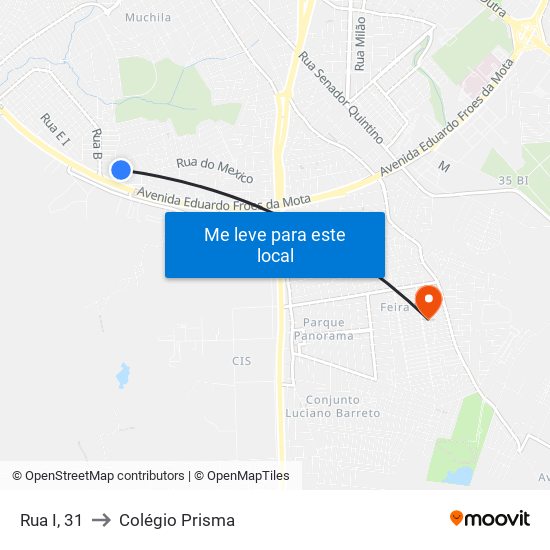 Rua I, 31 to Colégio Prisma map