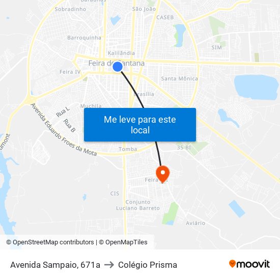 Avenida Sampaio, 671a to Colégio Prisma map
