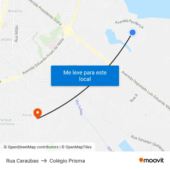 Rua Caraúbas to Colégio Prisma map