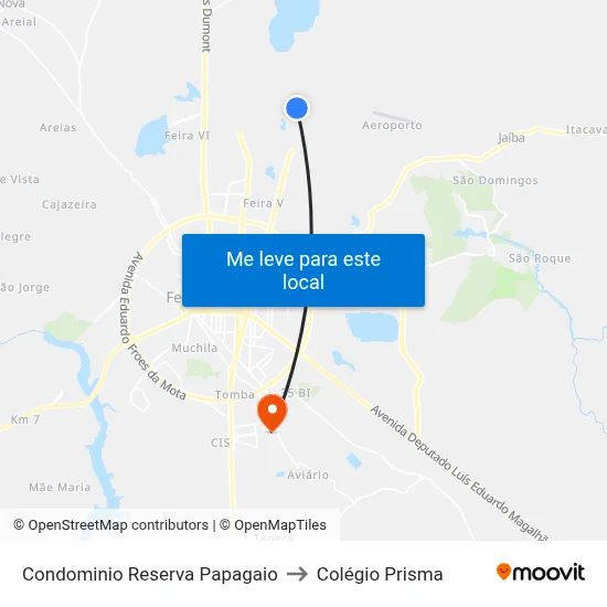 Condominio Reserva Papagaio to Colégio Prisma map