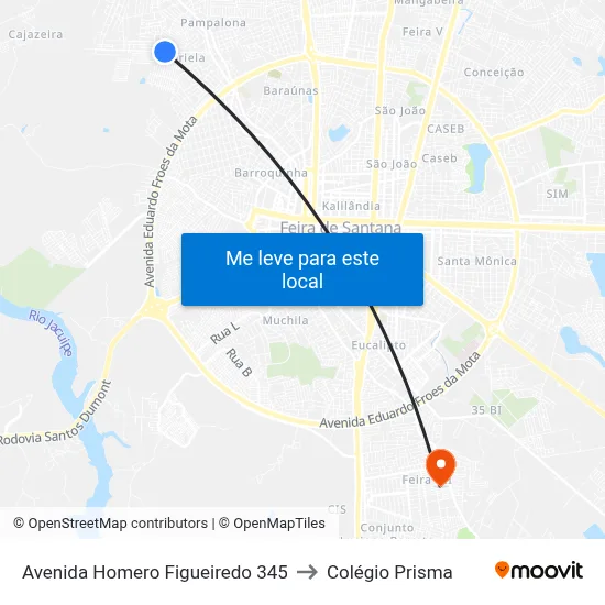 Avenida Homero Figueiredo 345 to Colégio Prisma map