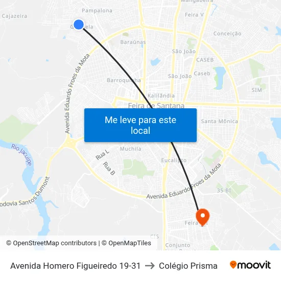 Avenida Homero Figueiredo 19-31 to Colégio Prisma map