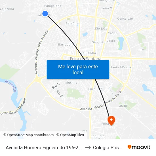 Avenida Homero Figueiredo 195-231 to Colégio Prisma map