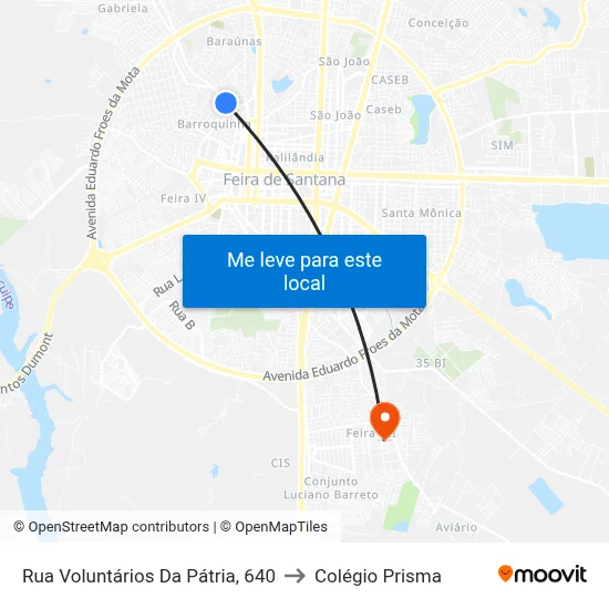 Rua Voluntários Da Pátria, 640 to Colégio Prisma map