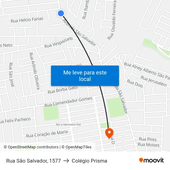 Rua São Salvador, 1577 to Colégio Prisma map