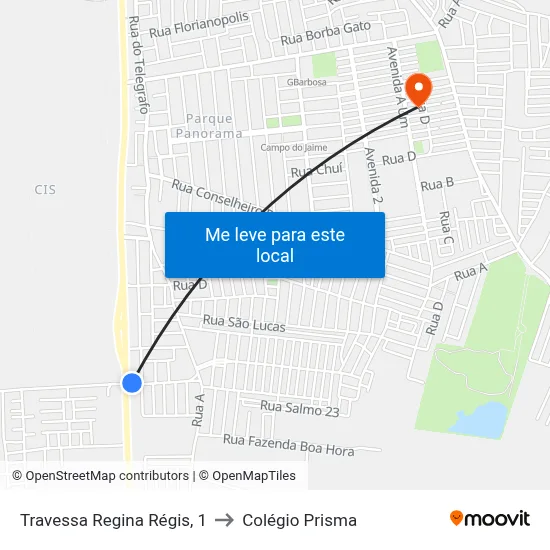 Travessa Regina Régis, 1 to Colégio Prisma map