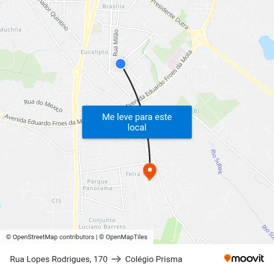 Rua Lopes Rodrigues, 170 to Colégio Prisma map