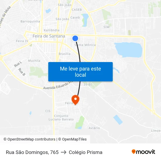 Rua São Domingos, 765 to Colégio Prisma map