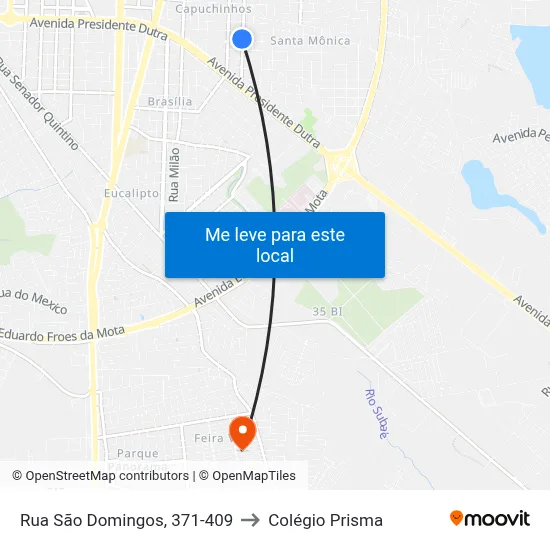 Rua São Domingos, 371-409 to Colégio Prisma map