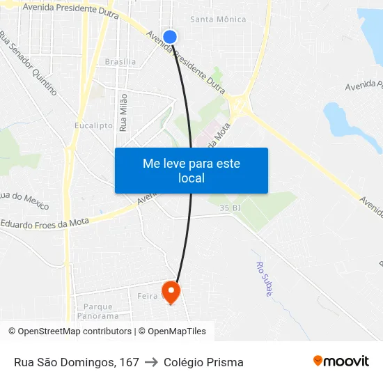 Rua São Domingos, 167 to Colégio Prisma map