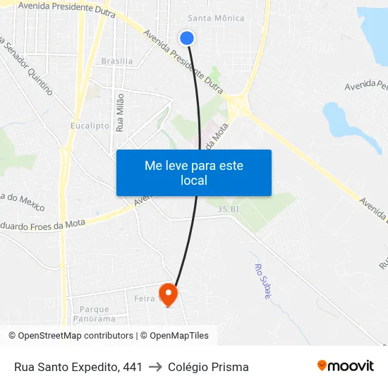 Rua Santo Expedito, 441 to Colégio Prisma map