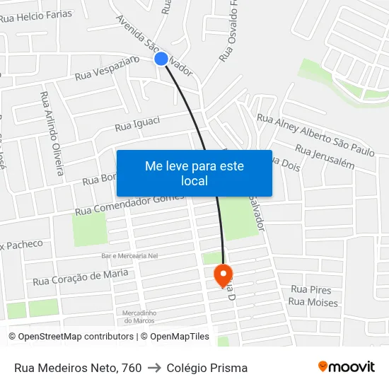 Rua Medeiros Neto, 760 to Colégio Prisma map