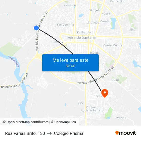 Rua Farias Brito, 130 to Colégio Prisma map