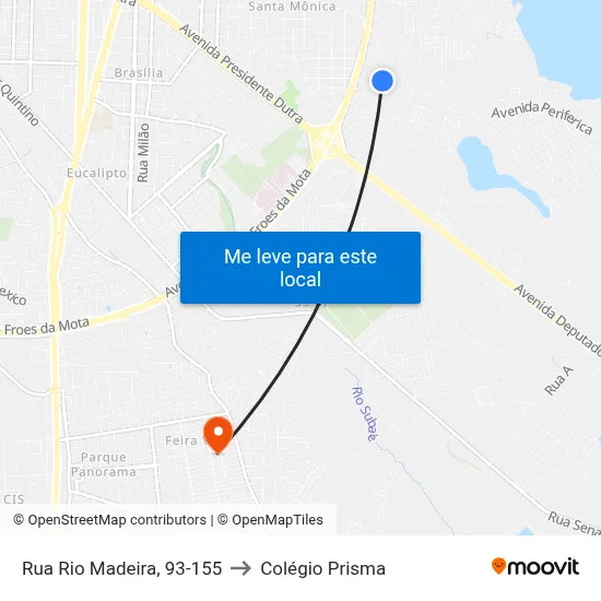 Rua Rio Madeira, 93-155 to Colégio Prisma map