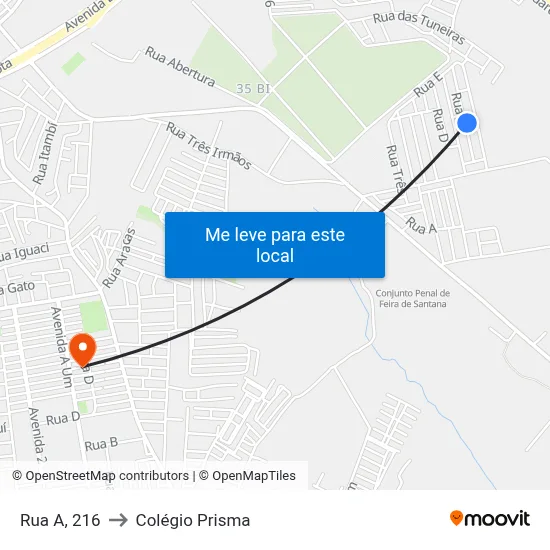Rua A, 216 to Colégio Prisma map