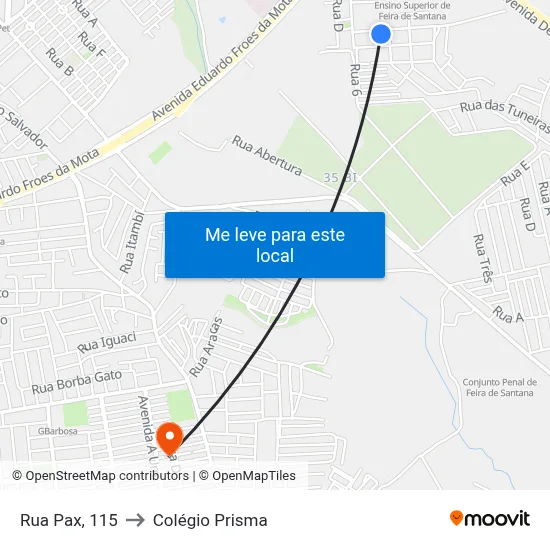 Rua Pax, 115 to Colégio Prisma map