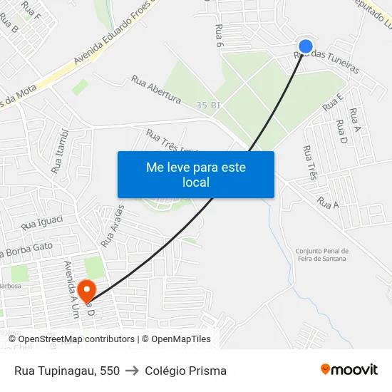 Rua Tupinagau, 550 to Colégio Prisma map