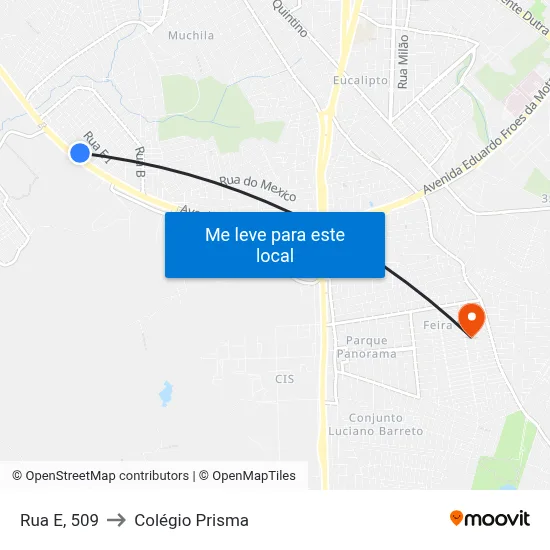 Rua E, 509 to Colégio Prisma map