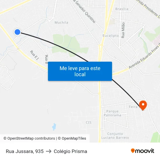 Rua Jussara, 935 to Colégio Prisma map