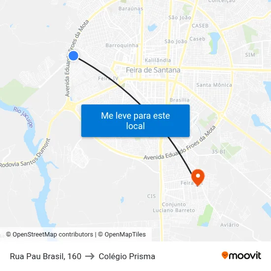 Rua Pau Brasil, 160 to Colégio Prisma map